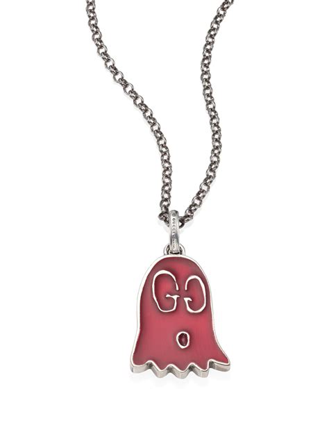 gucci ghost sterling silver necklce|Gucci ghost necklace pendant pink.